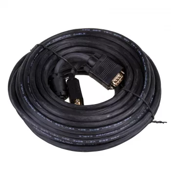 Akyga AK-AV-09 VGA kabel D-Sub 15-pin samec na samce, 2x ferit, 15 m, černý