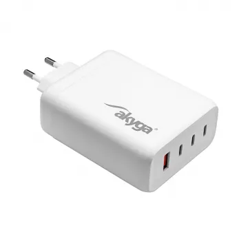 Nabíječka Akyga AK-CH-24 GaN USB 140 W, 3 x USB-C PD + USB-A, bílá