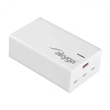 Stolní nabíječka Akyga AK-CH-25 GaN USB 140 W, 3 x USB-C PD + USB-A, bílá