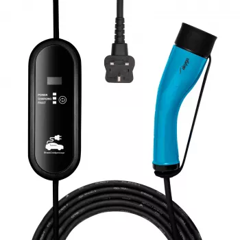 Akyga AK-EC-20 Portable EV Charger, Type 2, UK Plug (BS 1363), 1-Phase, 13 A, 3 kW, LCD, 5 m