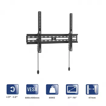 Akyga AK-MB-07 naklápěcí nástěnný držák TV, 37-70 inch, 60 kg, VESA 600x400, černý