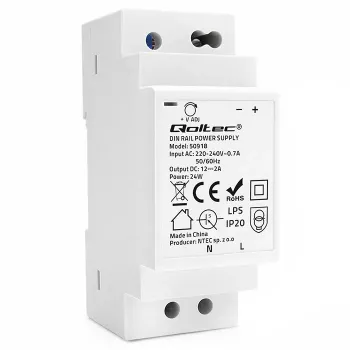 Qoltec napájecí zdroj na DIN lištu 24W 12V 2A šedý