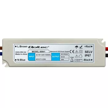 Qoltec LED spínaný napájecí zdroj 36W 12V 3A IP67 vodotěsný