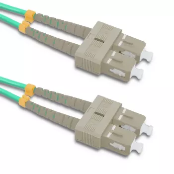 Qoltec SC/UPC na SC/UPC duplex multimode OM4 optický patch kabel, 5m, aqua