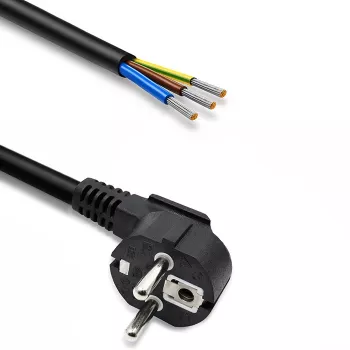 Qoltec napájecí kabel úhlový SCHUKO CEE 7/7 (E/F) měděný odizolovaný pocínovaný 3x1,50 mm² 5m černý