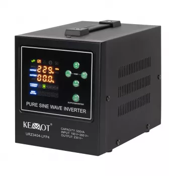 Záložní zdroj KEMOT PROsinus-500-LFP4, měnič s čistou sinusoidou a nabíjecí funkcí 12V 230V 500VA/300W