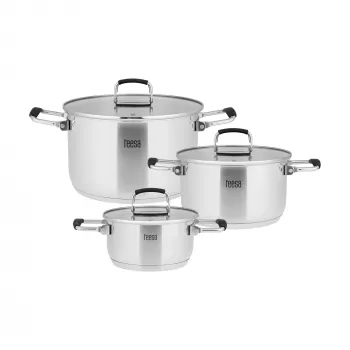 TEESA COOK PRIME 6-Piece Cookware Set, Stainless Steel, Induction Compatible