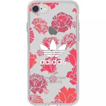 Adidas průhledné pouzdro s květinami pro Apple iPhone 6/6s/7/8 červené