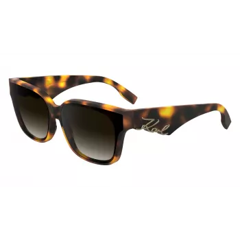 Dámské nadrozměrné hranaté sluneční brýle KARL LAGERFELD KL6161S-240, havana brown s hnědými gradientovými skly, 63/14/140 mm