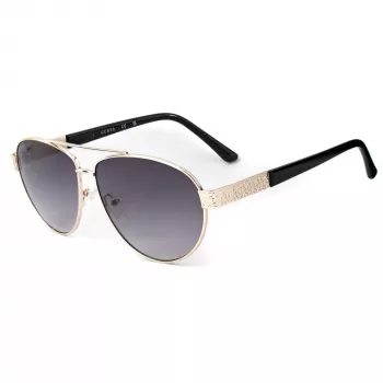 Unisex čtvercové sluneční brýle Guess GF0414-6032B leskle černý rám hnědé gradientové čočky 60/12/140 mm