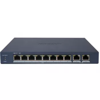 Hikvision DS-3E1510P-EI/M(B) LinkVu 10portový Layer 2 managed PoE switch s 8 PoE porty a 2 SFP uplinky