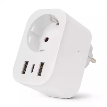 ENTAC Smart WiFi zásuvka 1x Schuko s 2x USB-A a 1x USB-C, bílá