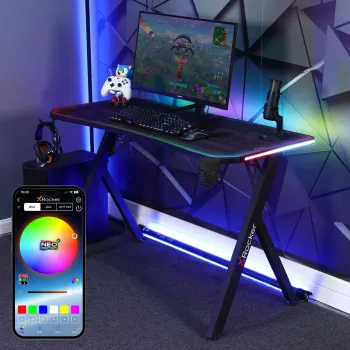 Herní stůl X Rocker Lumio RGB s LED osvětlením a podložkou pod myš
