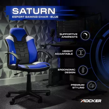 Herní židle X Rocker Saturn pro děti a mládež - modrá