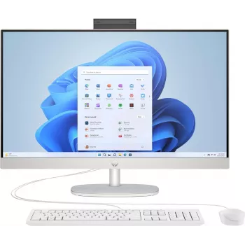 HP 27-cr0501ng 27 inch All-in-One PC, AMD Ryzen 5 7520U, 8 GB RAM, 512 GB SSD, Snow White