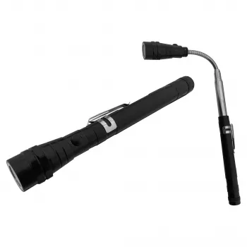 LED svítilna ENTAC EFL-1W-FLEX-ALU 1W s teleskopickým krkem, hliník, černá