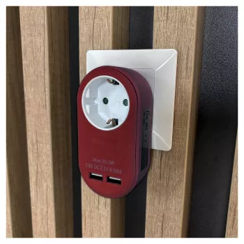 Zásuvkový adaptér ENTAC se 2x USB-A vínová