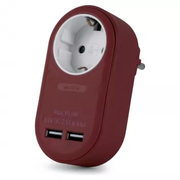 Zásuvkový adaptér ENTAC se 2x USB-A vínová