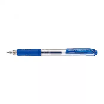 Pentel Hybrid Gel Grip Retractable Gel Pen - Blue Ink - 0.7 mm Medium Point - Metal Clip - Transparent Blue Barrel