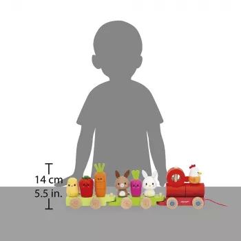 Janod tahací vláček farma s kostkami a figurkami 12m+