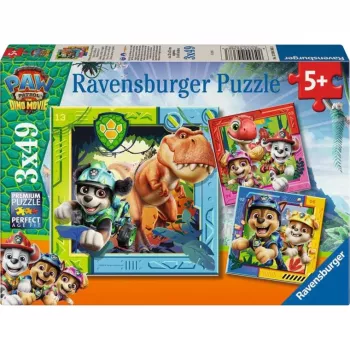 RAVENSBURGER Dětské puzzle PAW Patrol 3 Dino Movie (3 x 49 dílů)