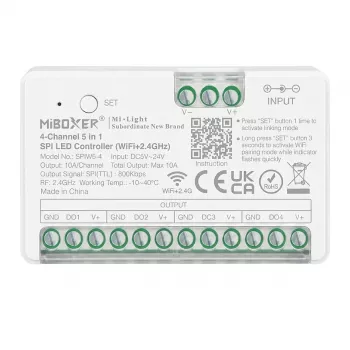 MIBOXER SPIW5-4 pixel LED ovladač SPI Series 5 v 1 SPI (2,4GHz+WiFi) 4 kanály