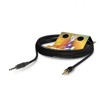 Propojovací/insertový kabel Sommer Cable Club Series MKII, 2 x 0,34 mm², 6,3mm stereo jack na 3,5mm stereo minijack, HICON, černý, 0,25 m (CS63-0025-SW)