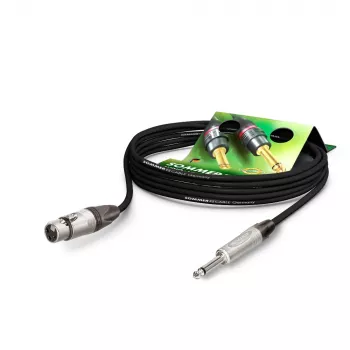 Mikrofonní kabel Sommer Cable Stage 22 Highflex, 2 x 0,22 mm², XLR zásuvka 3pinová na 6,3mm mono jack, NEUTRIK, černý, 5 m (SG79-0500-SW)