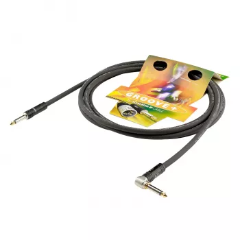 Sommer Cable SC-Spirit LLX Instrument Cable, 1 x 0.38 mm², 6.3 mm Mono Jack Male to 90° 6.3 mm Mono Jack Male (NOISEFREE), HICON, Black, 3 m (LX3C-0300-SW)