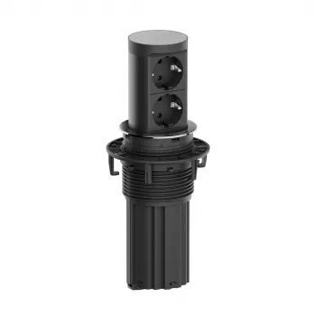 Bachmann ELEVATOR2 2x zásuvka Schuko stolní napájecí modul vzhled nerez 2m kabel