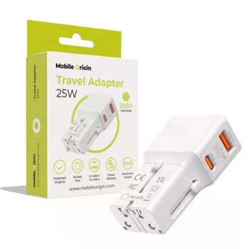 Mobile Origin cestovní adaptér 25W EU/US/UK/AU, bílý