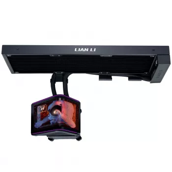 Lian Li HydroShift II OLED Curved 360 Fanless AiO Liquid CPU Cooler, 360 mm, OLED Display - Black