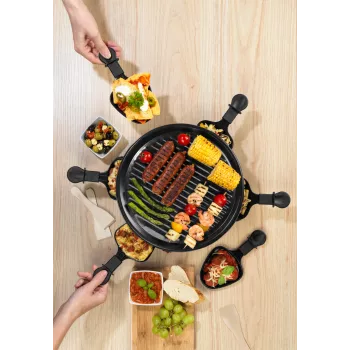 Stolní raclette gril Giles & Posner EK4511GV2VDE 1200 W pro 8 osob černo-stříbrný