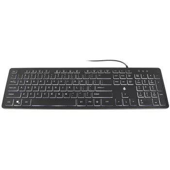 Accura Artesia ACC-K1408 podsvícená drátová USB membránová klávesnice, plná velikost QWERTY, vícebarevná LED, černá