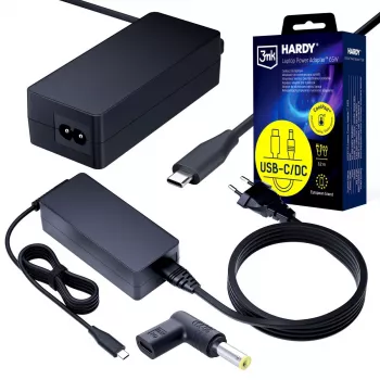 3MK PROTECTION 3mk HARDY® napájecí adaptér pro notebook 65W pro IBM/Lenovo/Asus/Toshiba/Acer/Compaq/HP/Dell 20V USB-C/DC 5,5x2,5mm
