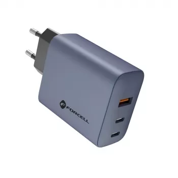 FORCELL F-ENERGY GaN VT-42B nástěnná nabíječka 2x USB-C + USB-A PD QC4.0 4A 65W šedá