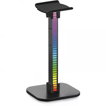Stojan na sluchátka MOZOS D11 RGB LED s USB hubem a audio konektorem