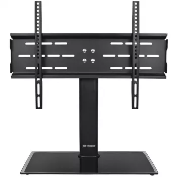 MOZOS TS1 Universal TV Stand Base for 32 inch-65 inch TVs, Tempered Glass Base, Steel Column, Black, Height Adjustable, VESA up to 600x400, Max 40kg