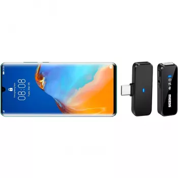 Bezdrátová klopová mikrofonní sada MOZOS MX2-DUAL pro telefony, 2 mikrofony, 2,4 GHz, USB-C