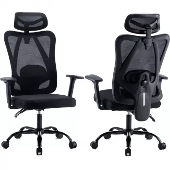 Ergonomická kancelářská židle MOZOS ERGO-X s nastavitelnou bederní opěrkou a opěrkou hlavy, černá