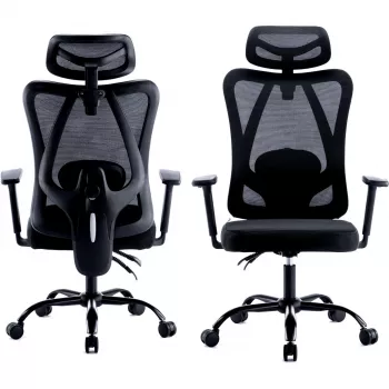 Ergonomická kancelářská židle MOZOS ERGO-X s nastavitelnou bederní opěrkou a opěrkou hlavy, černá