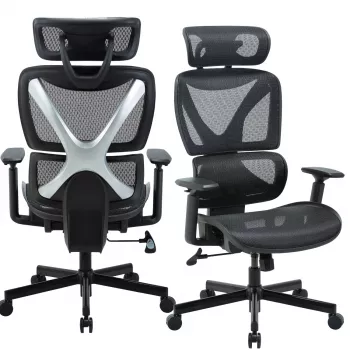 MOZOS ERGO-R Ergonomická kancelářská židle se síťovým opěradlem, nastavitelná bederní opěrka, nosnost 120 kg, černá