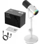 Dynamický mikrofon MOZOS GM-ONE, bílý, USB XLR RGB LED