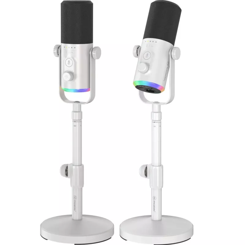 Dynamický mikrofon MOZOS GM-ONE, bílý, USB XLR RGB LED