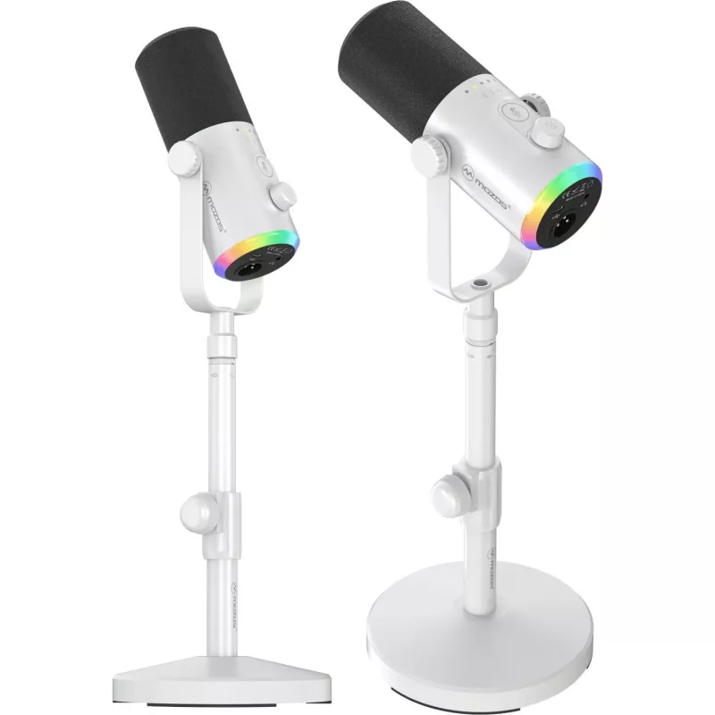 Dynamický mikrofon MOZOS GM-ONE, bílý, USB XLR RGB LED