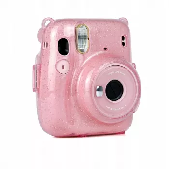 LOVEINSTANT ochranné pouzdro pro Fujifilm Instax Mini 11 - průhledná růžová s třpytem