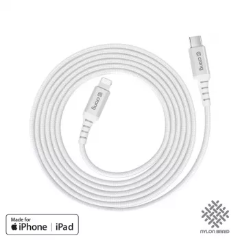 Crong Armor Link USB-C na Lightning Fast Charging MFi kabel 150cm bílý