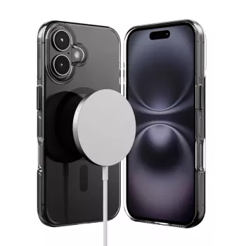 Pouzdro Crong Clear MAG Pro pro Apple iPhone 16, MagSafe, černé