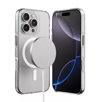 Pouzdro Crong Clear MAG Pro pro iPhone 16 Pro, MagSafe, průhledné