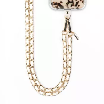 Křížový popruh na telefon Crong Phone Crossbody – šňůrka na telefon (White Twist)
